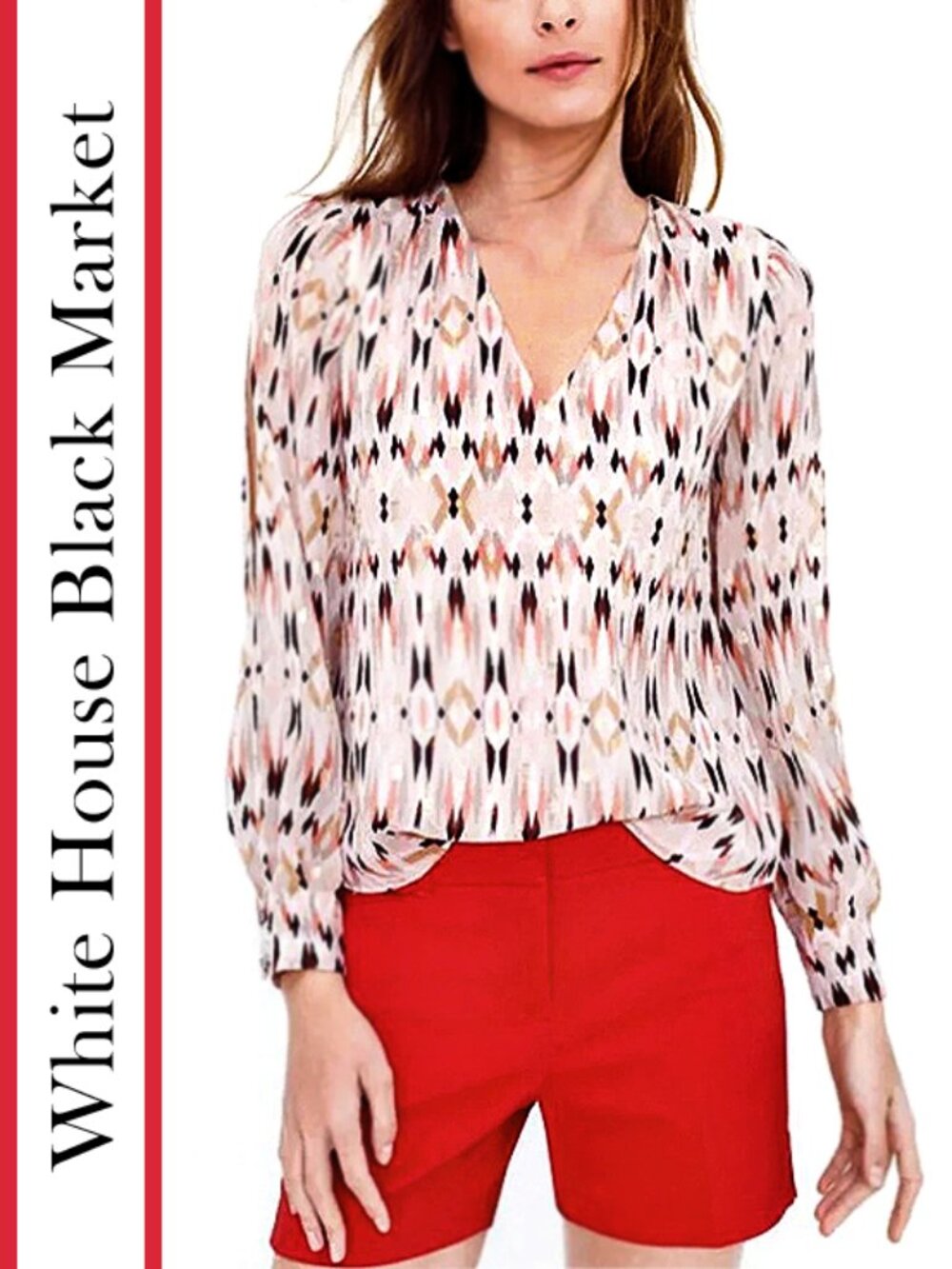 WHBM | Pastel Print Split Sleeve Top